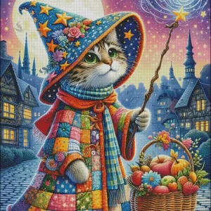 Magic Cat 14CT 16CT Printed On Canvas Cross Stitch DIY Set Chinese Pattern Kit Home Needlework Embroidery 129 Colors