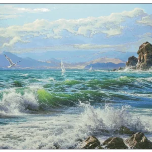 Seaside Sea surf Scenery Sewing kit 18CT 16CT 14CT Unprinted Cross Stitch Kits Embroidery Art DIY Handmade Needlework Home Decor